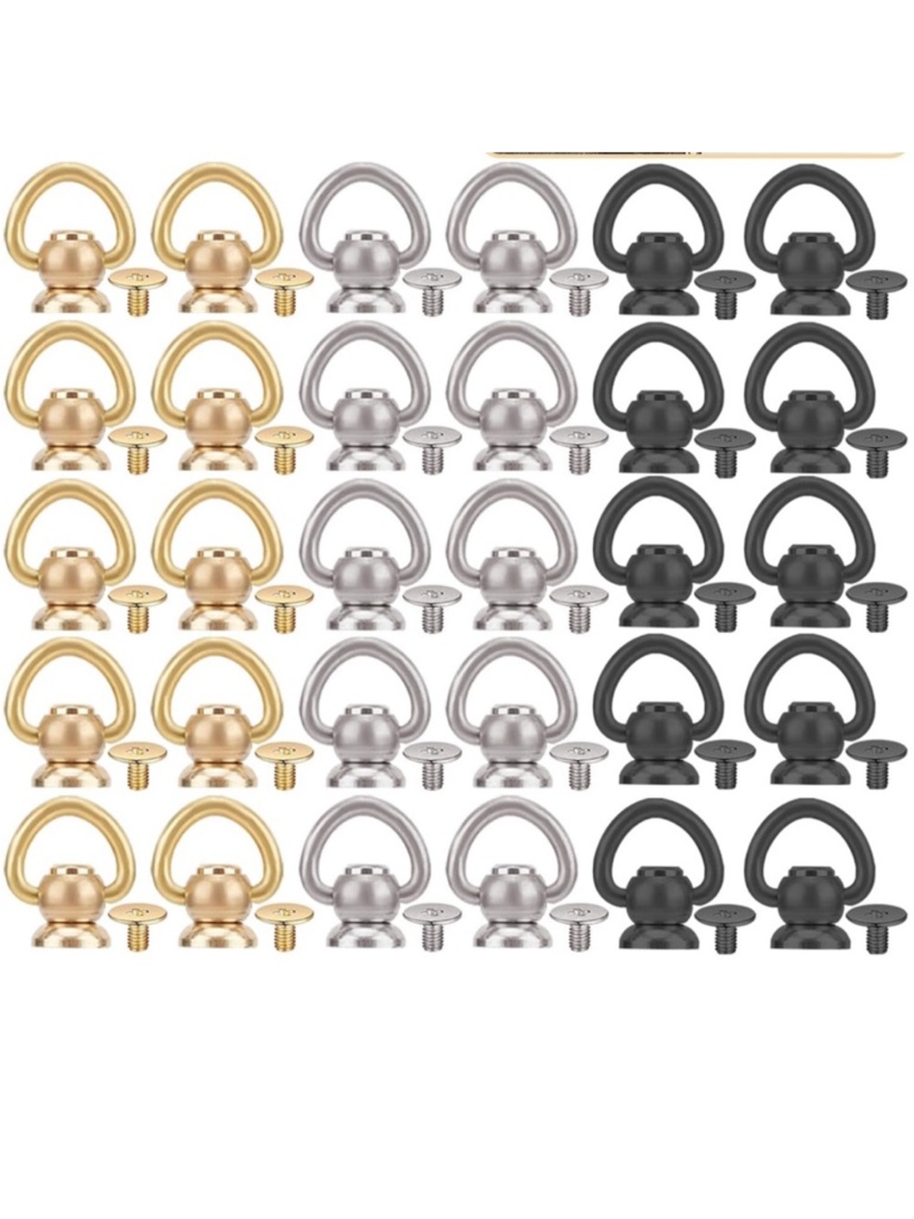 Set of 2 Add a D Ring! Choose Gold Silver or Black